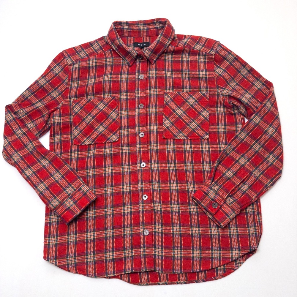 PS/LA Red Plaid Flannel Button Down Shirt Women's‎ M/L Casual